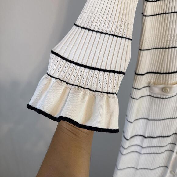 Sandro Striped Knit Maxi Dress w/ Ruffle Hem & Wrists Snap Buttons (Sz:44/ $490) - Picture 4 of 15